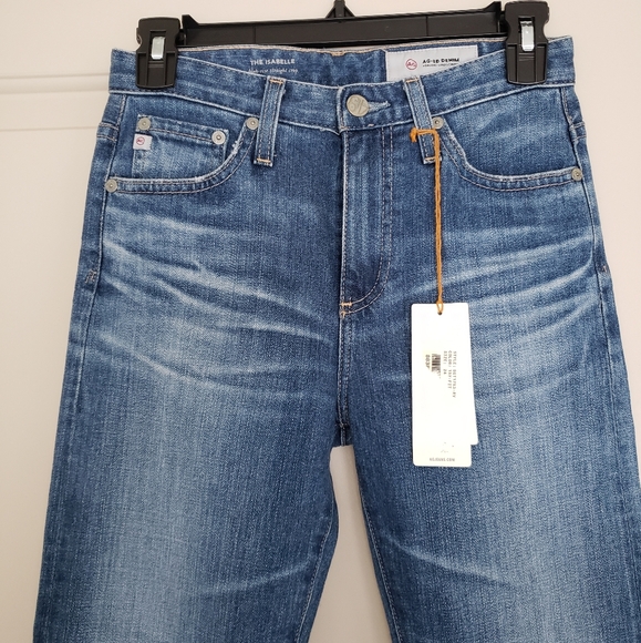 AG the Isabelle high waist cuff crop straight leg jeans in 15y finite size 24 - Picture 3 of 16